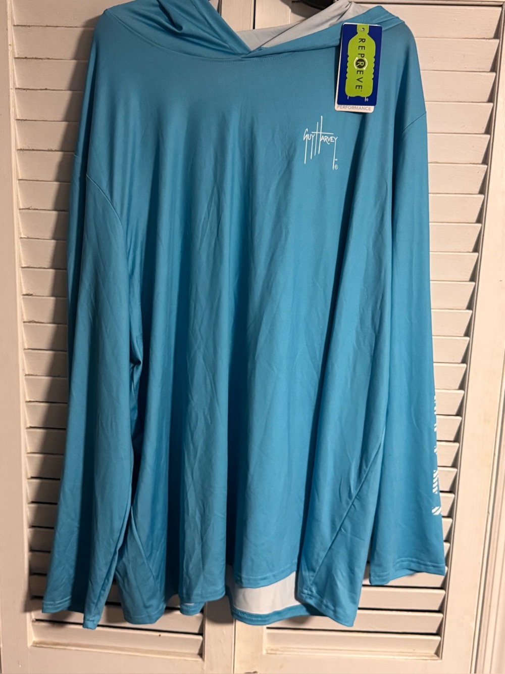 GUY HARVEY Fishing Shirt Mens 3XL Performance Long Sleeve Boating Hooded Tuna
